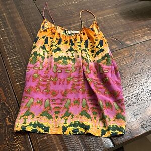 Tucker Tie-Dye Silk Cami in Orange, Green & Navy
